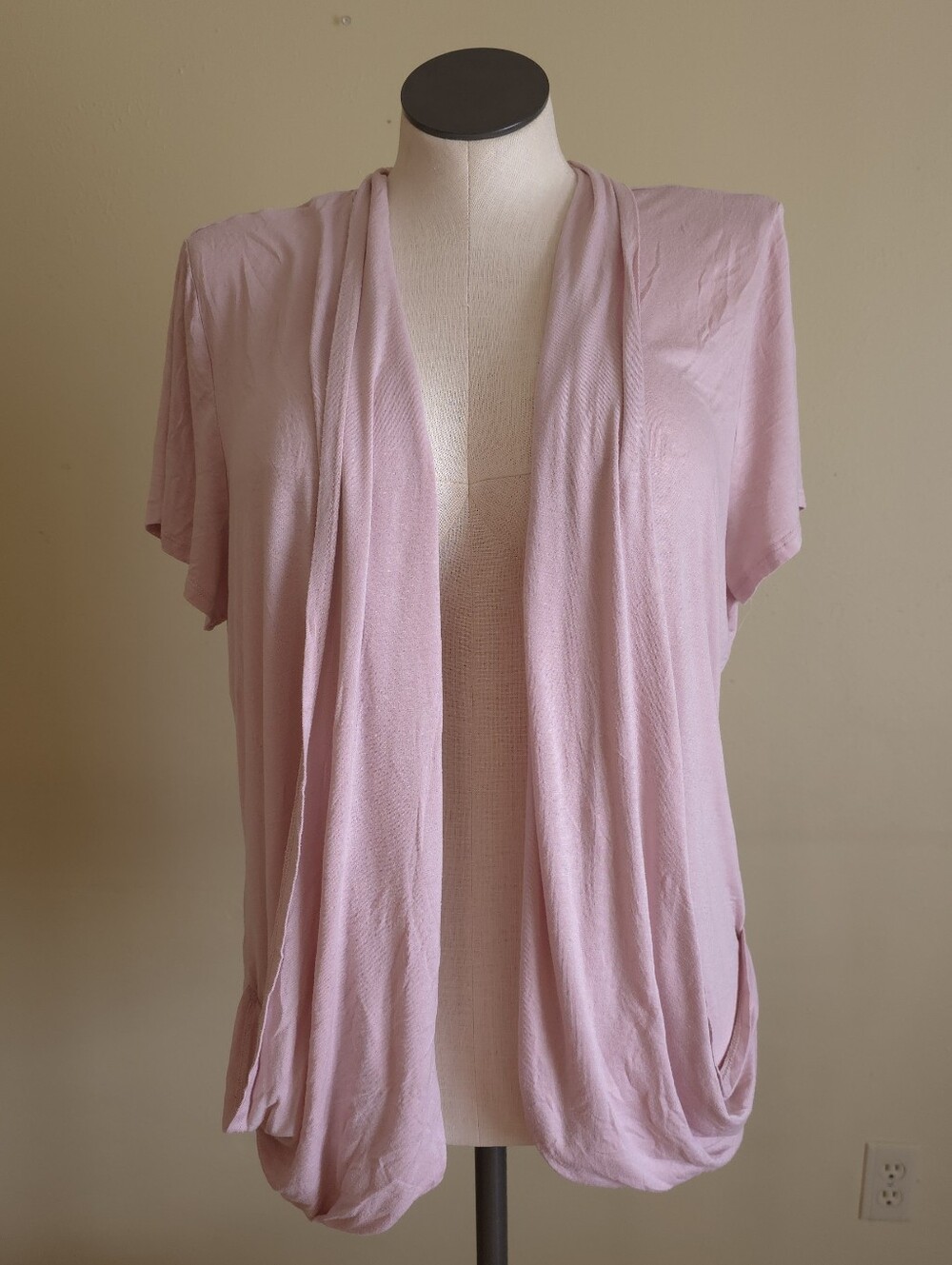 Maurices Light Pink Open-Front Short Sleeve Cardigan Size 1